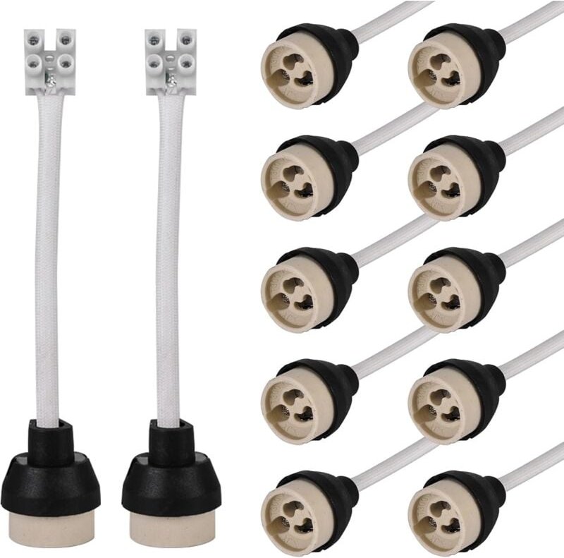 GU10 Keramikfassungen: 15 cm/10 mm Qualitäts-Silikonkabel, GU10-Fassung, GU10-Anschluss für GU10-Glühbirne 0 – 250 v, 3 ...