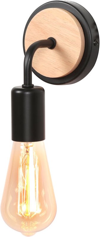 Wandleuchte Innen, Schwarz Holz Wandlampe E27 Vintage für Wohnzimmer, Schlafzimmer, Flur, Restaurant (Ohne Leuchtmittel)