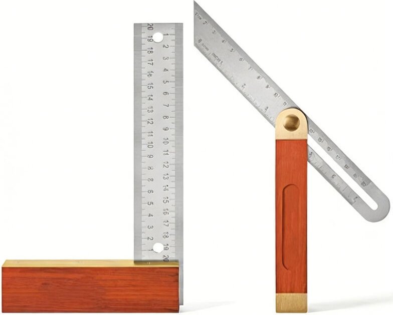 Zweiteiliger Zimmermannswinkel, 250-mm-Anschlagwinkel, 200-mm-verstellbarer Multifunktions-Winkel, Palisandergriff, Edel...