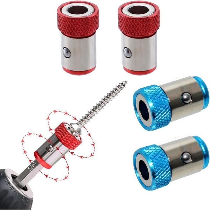 Dpzo - Magnetischer Bithalter, 4-teiliger Magnetring, magnetischer Bit, geeignet für Doppelkopf-Schraubendreher-Bits mit...
