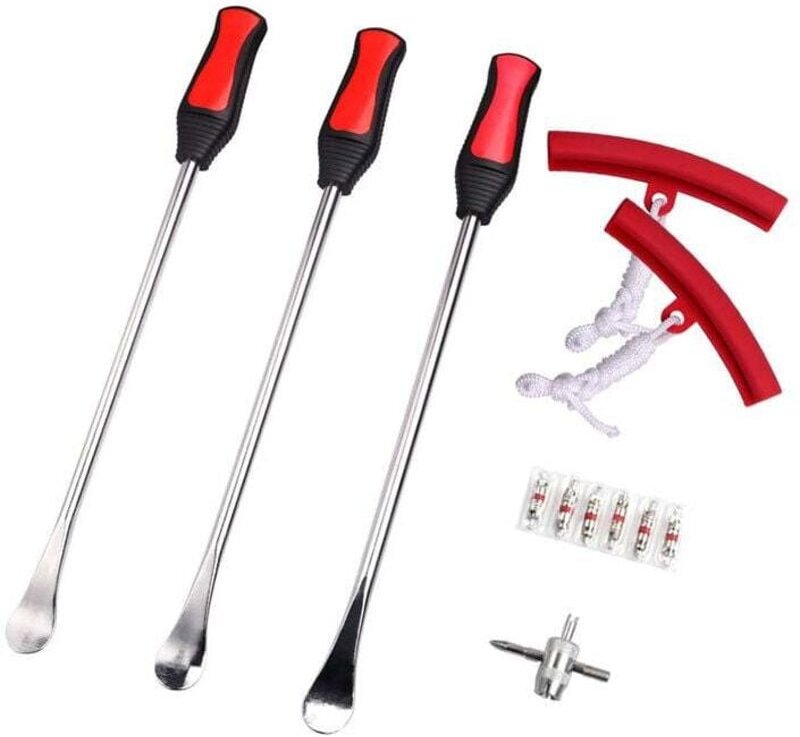 SHINING HOUSE util Reifenheber, 3 Löffel, pneumatischer Werkzeughebel mit 2 Felgenschutz für Auto, Motorrad, Fahrrad