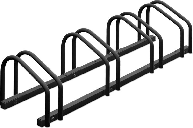 Relaxdays Fahrradständer, für 4 Fahrräder, Stahl Bodenparker, Reifenbreite 60mm, Abstellständer, Fahrradstand, anthrazit