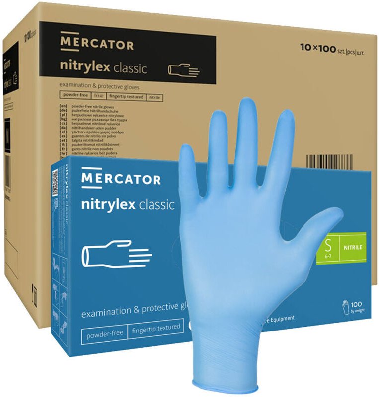 Nitrilhandschuhe Größe S blau Mercator Nitrylex Classic 100 Stück pro Karton (10er-Packung)