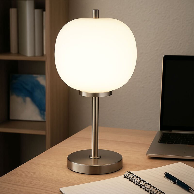 Tischleuchte Beistelllampe Nachttischlampe Schlafzimmerleuchte Wohnzimmerlampe, Metall Glaskugel, 1x E14, h 45 cm