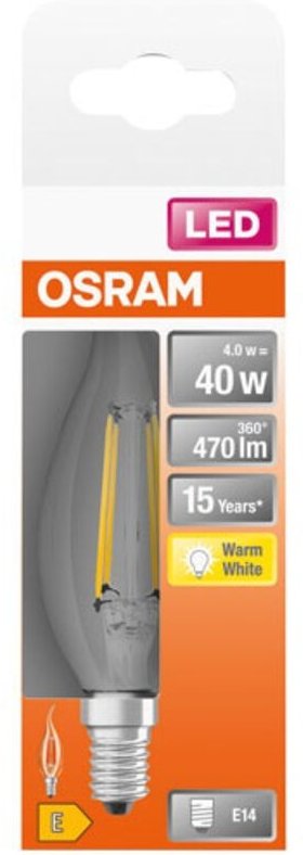 LED Flamme Windstoß Klar Filament 4W E14 Warm Verpackung - Ledvance GP