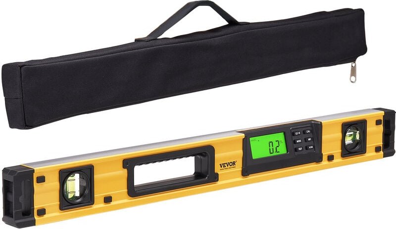 Digitaler Neigungssensor Aluminium Wasserwaage mit LCD-Bildschirm 600mm Länge 3 Libellen Messbereich von 0-360°(4x90°) 0...