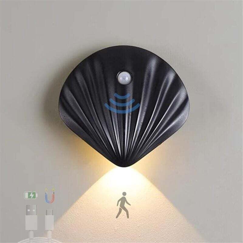 Ulisem - 6000K Muschelform Induktions-Wandleuchte mit Bewegungssensor 1200 mAh usb wiederaufladbarer Körpersensor 3 Bele...