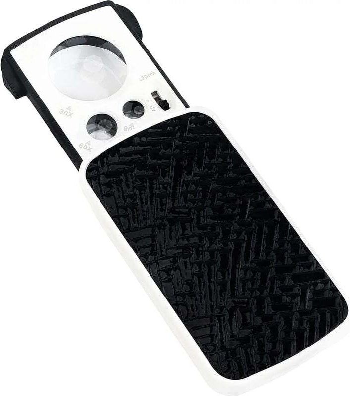 LED-beleuchtete Handlupe – 30-fache, 60-fache, 90-fache Vergrößerung – beleuchtete Leselupe für Senioren – schwarze, fal...