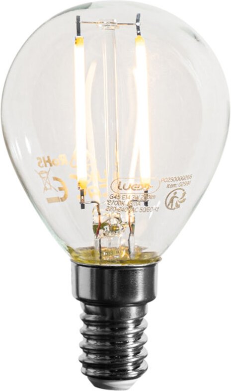 E14 Dimmbare LED-Glühbirne P45 Klar 3W 250 lm 2700K