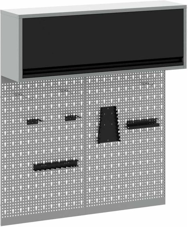 Werkzeugschrank und Pegboard Set mit Regal 3 pcs Schwarz vidaXL