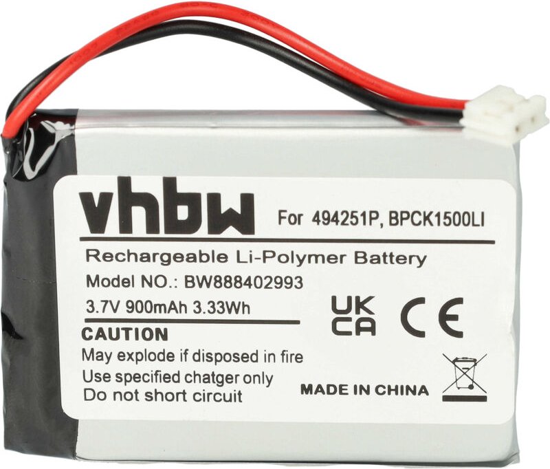 Vhbw - 1x Akku kompatibel mit Audioline Watch & Care V130, V131, V132, V120, V150 Babyphone Sensormatte (900 mAh, 3,7 v,...