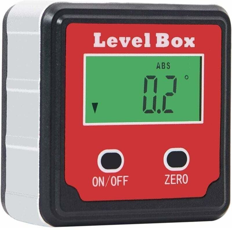 Wasserwaage, magnetisch, digital, Winkelmesser, Kegelrad, wasserdicht, LCD-Neigungsmesser mit eingebauten Magneten, rot