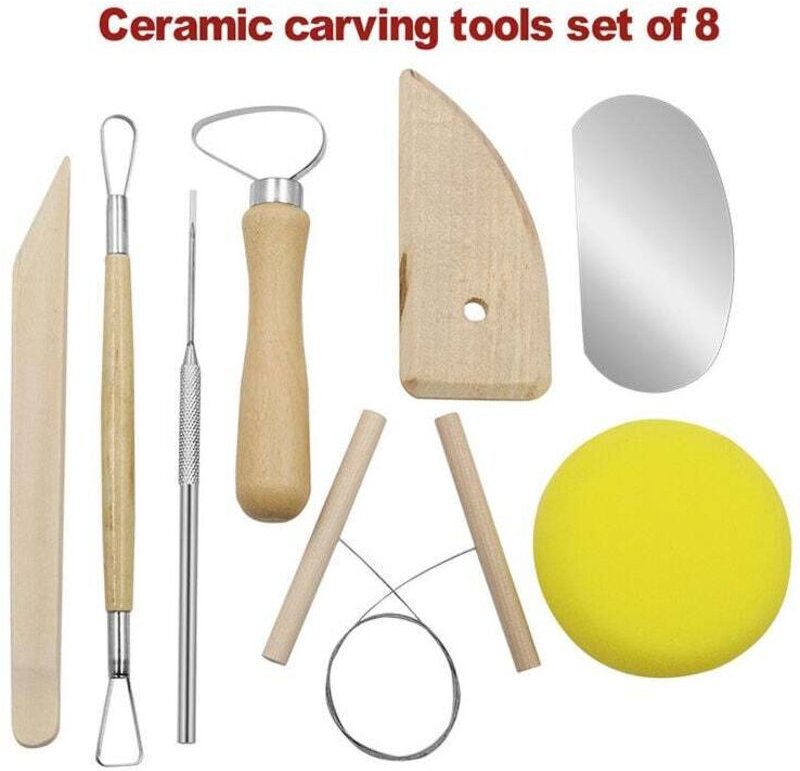 Ulisem BR-Vie 8-teiliges Töpferwerkzeug-Set, Tonskulptur-Meißel, Modellierung für Töpfer, Töpferhandwerkswerkzeuge, Tons...