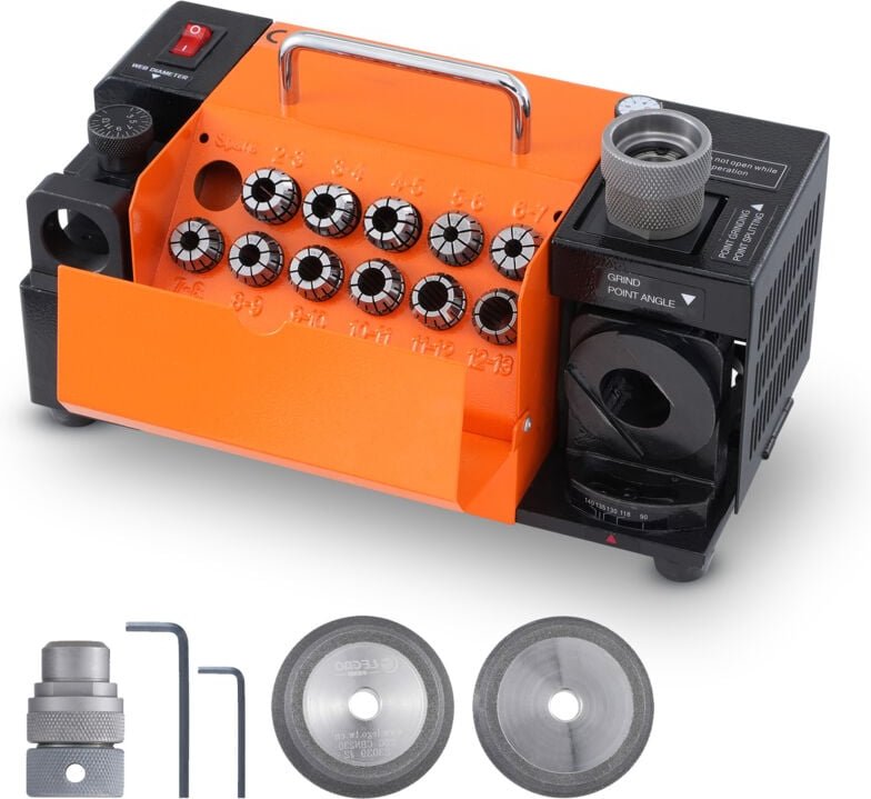 MR-13B Bohrerschärfer - Das ideale Werkzeug zum Schärfen von 3 mm bis 13 mm Bohrern. Ausgestattet mit 11 Spannzangen, so...