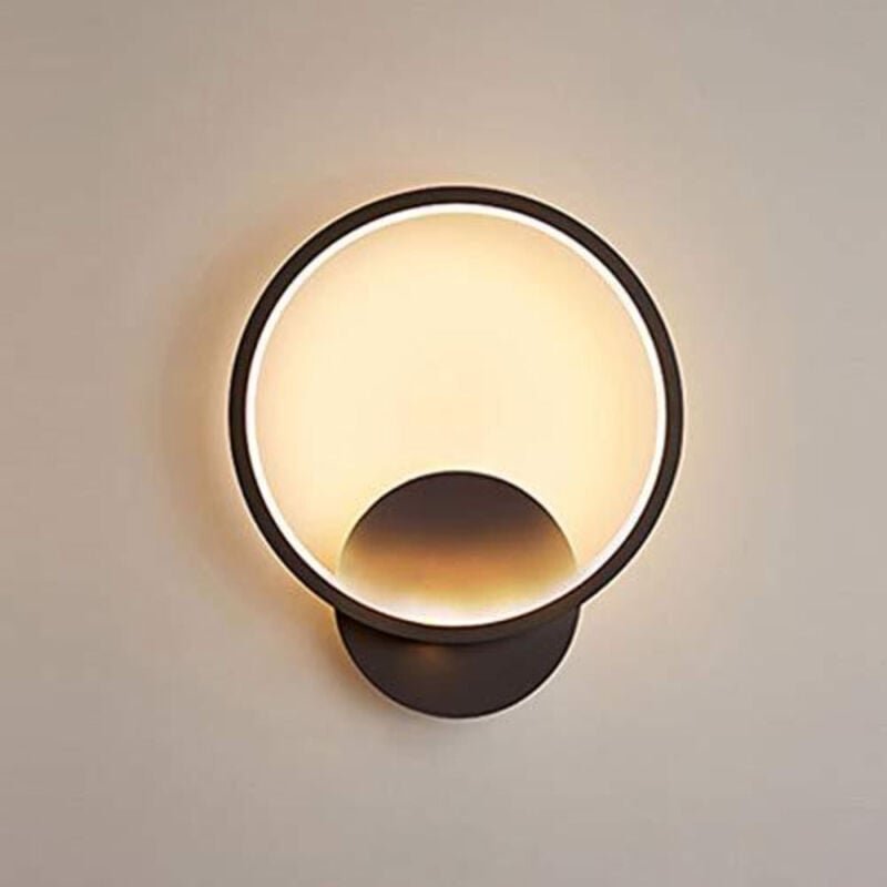 Thumbnail - GOECO LED-Wandlampe Innen, Runde Acryl-Wandlampe Moderne für Flur, Schlafzimmer, Wohnzimmer 12W 3000K Warmweiß Schwarz