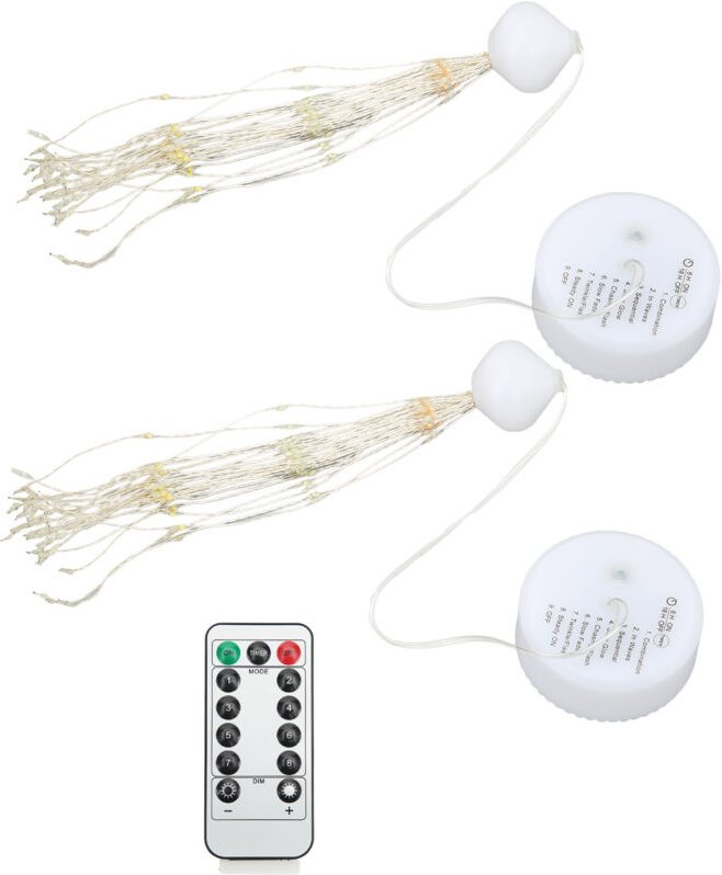 Set aus 2 dekorativen LED-Lichterketten mit 8 Modi, selbstaufhängend, mit Fernbedienung, für den Außenbereich und den In...
