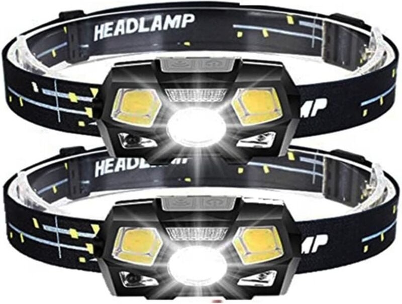 Gotrays - 2er-Pack LED-Stirnlampe mit Bewegungssensor, wiederaufladbar über usb, freihändig, wasserdicht, für Camping un...