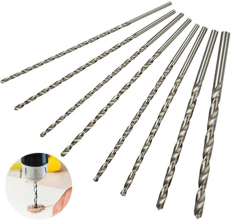 Extra langes 200-mm-8-teiliges Bohrer-Set, HSS-Bohrer, gerader Schaft mit Durchmessern von 4 mm, 4,2 mm, 4,5 mm, 5 mm, 5...