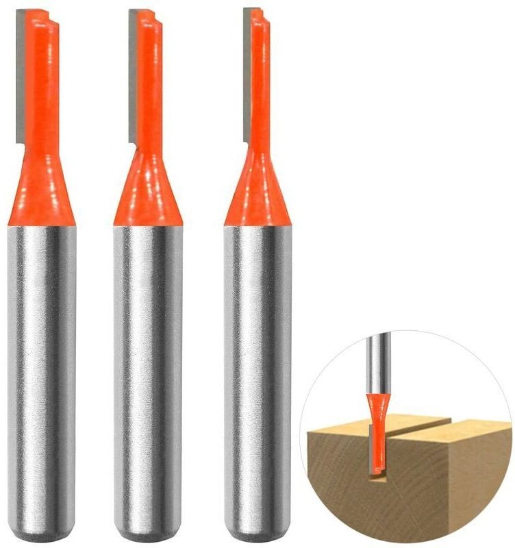 3-teiliges Set gerader Fräser mit 8-mm-Schaft, Nutfräser für die Holzbearbeitung, 3 mm, 4 mm, 5 mm Fräser zum Bohren und...