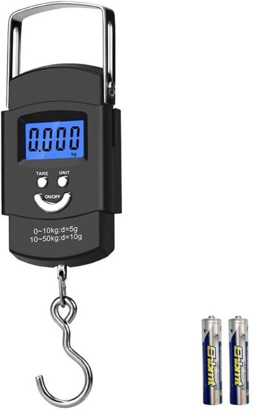 Ymyny - Elektronische Gepäckwaage mit Haken, tragbare Digitalwaage mit max. 50 kg/110 lb, mit LCD-Display und Tara-Funkt...