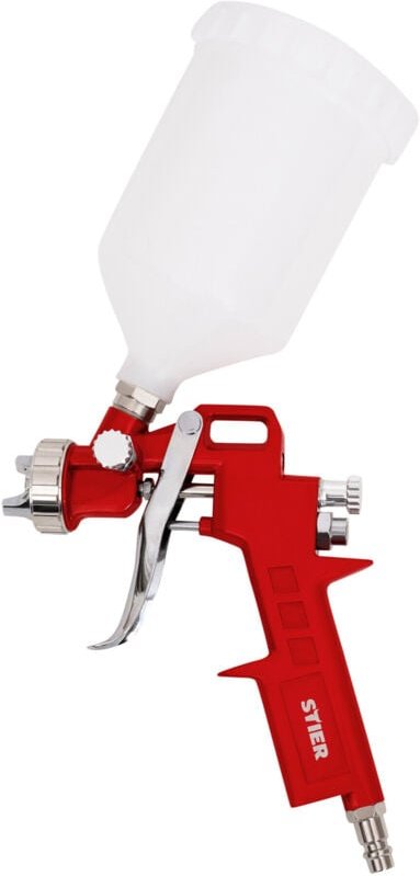 Effiziente Farbspritzpistole SP-Basic+, mit 600 ml Fließbecher, Stufenlose Luft- und Mengenregulierung, Farbsprühgerät, ...