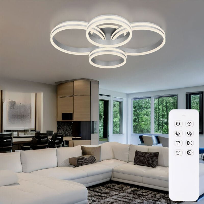 Globo - led Deckenlampe Deckenleuchte Wohnzimmerleuchte Esszimmerlampe Designleuchte, Metall Acryl grau, Fernbedienung d...