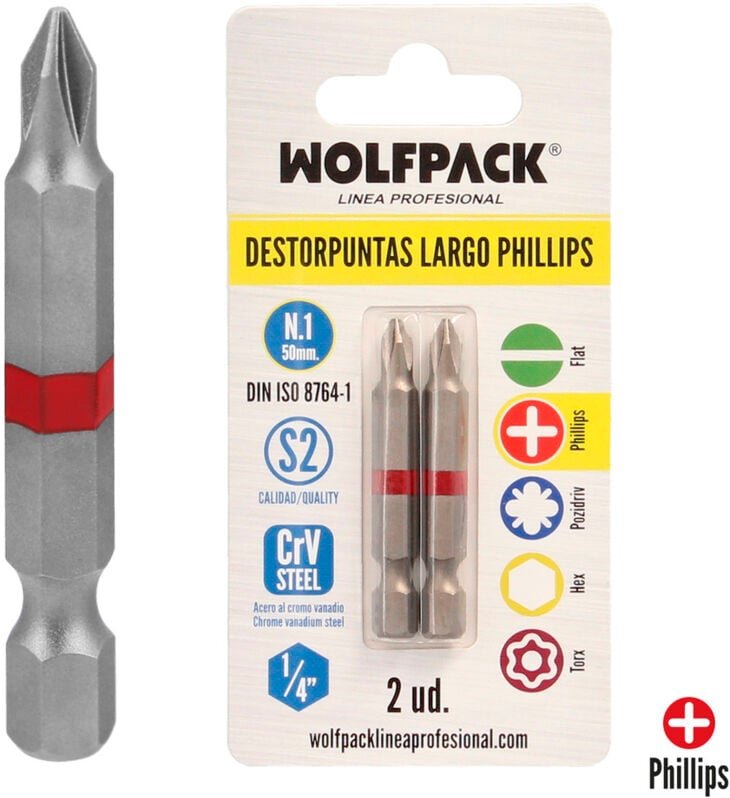 Lange Kreuzschlitzschraubendreher Nr. 1 (2 Stück) S2 Chrom-Vanadium-Stahl