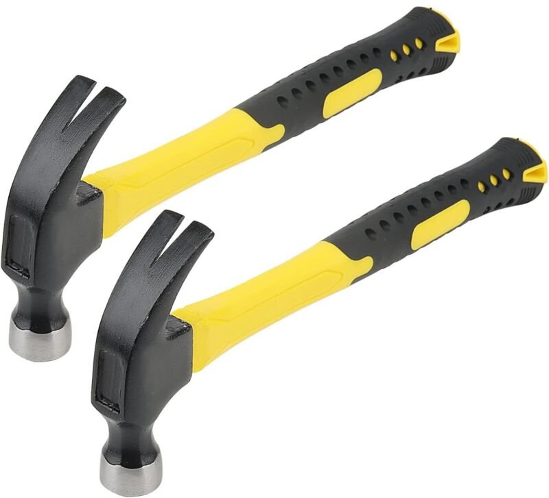 Set mit 2 gebogenen Klauenhämmern, 250 g, 27,5 cm, gerader Klauenhammer für den Innen- und Außenbereich