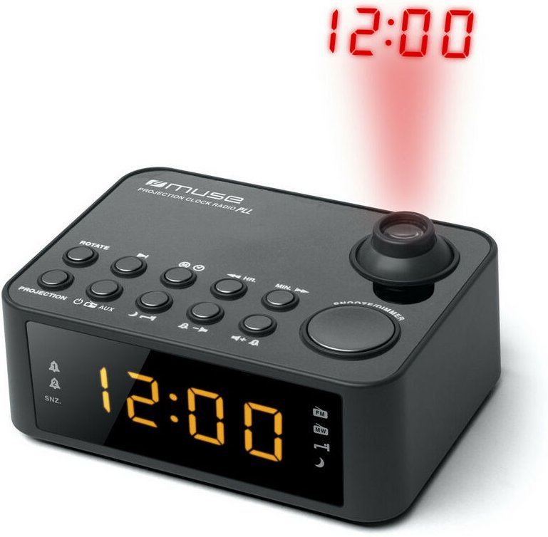 Radiowecker mit schwarzem projektor Muse m-178p