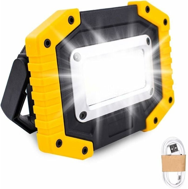 Thumbnail - Ayyqh - Wiederaufladbares LED-Baustellen-Flutlicht – 30 w Flutlicht-Batterie-Sicherheitslicht mit 3 Camping-Modi, COB-Fl...