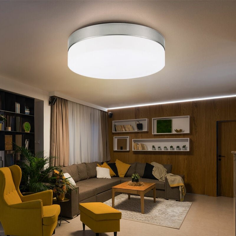 Thumbnail - Globo - Deckenleuchte Flurleuchte Deckenlampe 2-flammig Glas Küchenleuchte opal, Metall nickel matt, 2x E27, DxH 24x6,5 ...