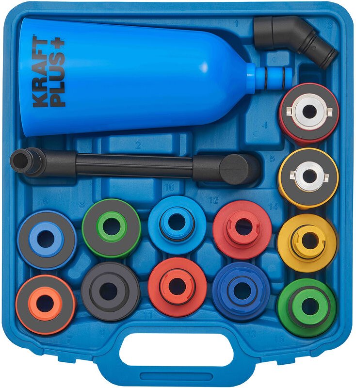 Thumbnail - Kraftplus - K.685-0515 Öl-Einfülltrichter-Satz Motoröl Trichter Einfüllhilfe Adapter mit schwenkbarem Winkelarm - 15 tei...