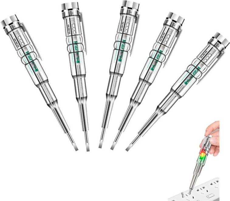 Thumbnail - 5er-Set Spannungsprüfstift Berührungsloser intelligenter Induktionsprüfstift – Voltmeter-Leistungsdetektor, elektrischer...