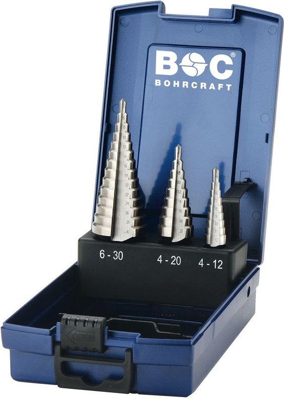 Thumbnail - Bohrcraft - Stufenbohrer-Satz Gr.1-3 hss 2 Schneiden Bohrer ø 4.0-30.0 mm