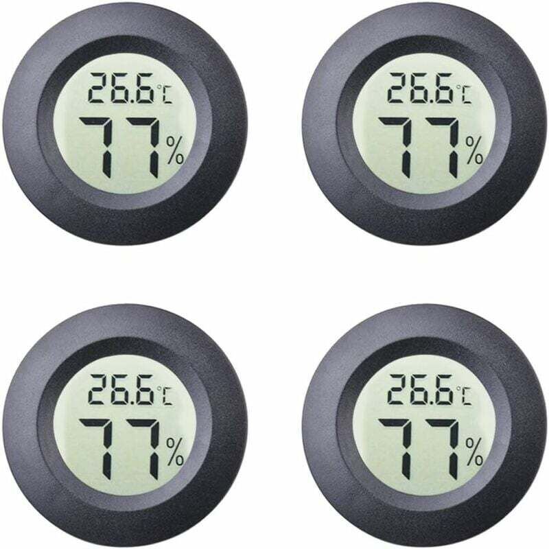 4er-Pack Mini-Rundhygrometer-Thermometer für den Innenbereich mit digitaler LCD-Anzeige (Celsius oder Fahrenheit) zur Te...