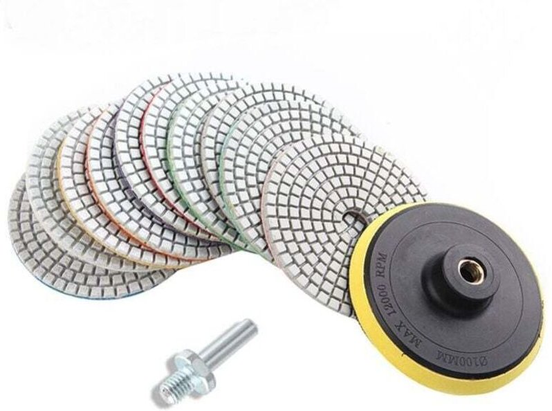 12er-Pack Diamant-Polierscheiben für Nass- und Trockengebrauch – 4 Zoll – für Granit, Marmor, Beton, Stein, von DEBUNS