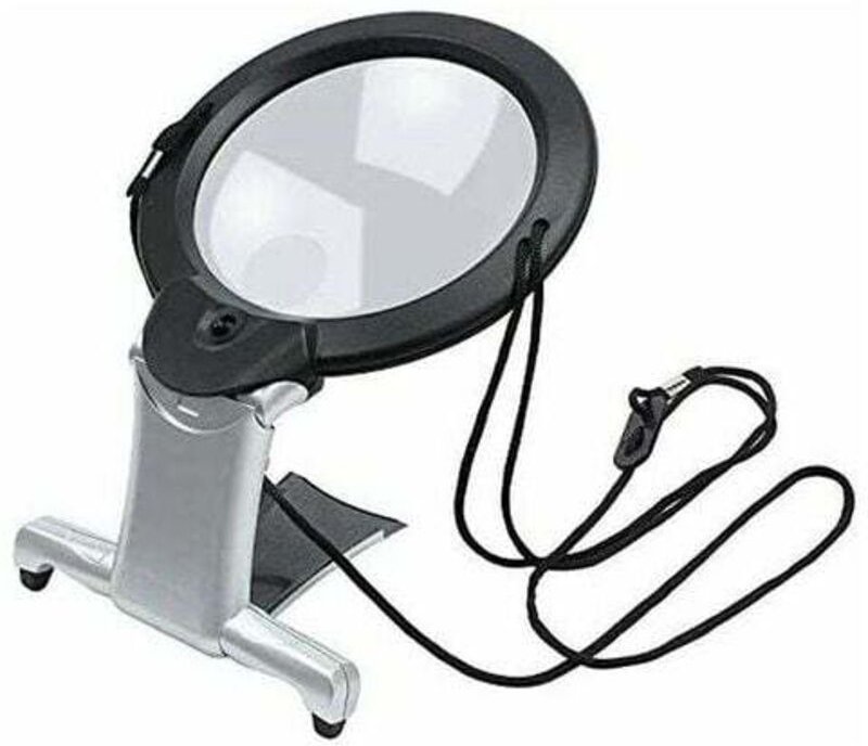 Riesige Lupe mit LED-Licht – freihändiges Lesen – (Hals und Schreibtisch)