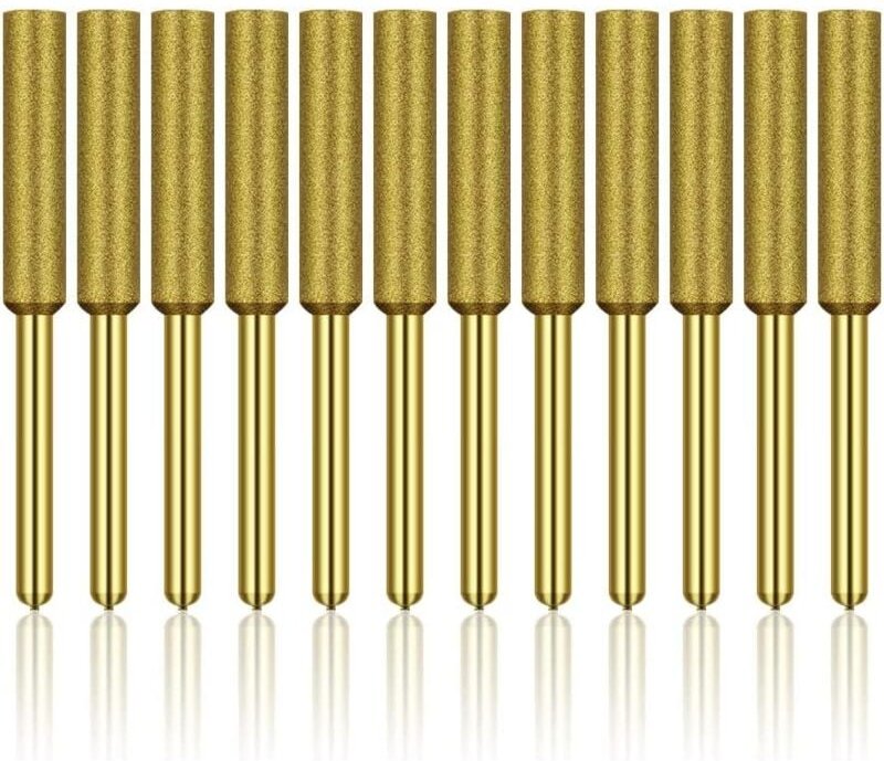12 Stück Diamant-Kettensägenschärfer, Titanbeschichtete Gratschleifscheibe mit hoher Härte, Schleifscheibe, Kettensägens...