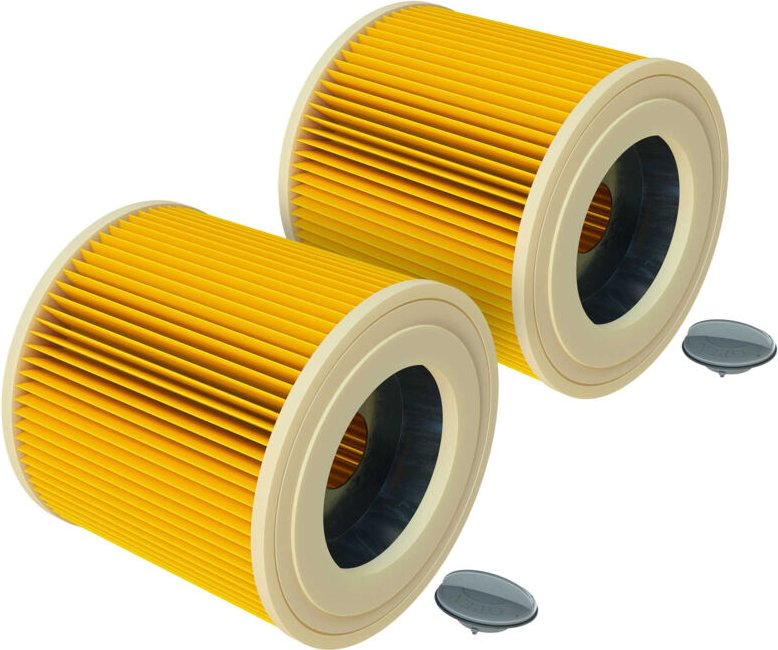 2x Faltenfilter kompatibel mit Kärcher mv 3 Premium Fireplace kit Staubsauger - Patronenfilter, Gelb - Ersatz für 6.414-...