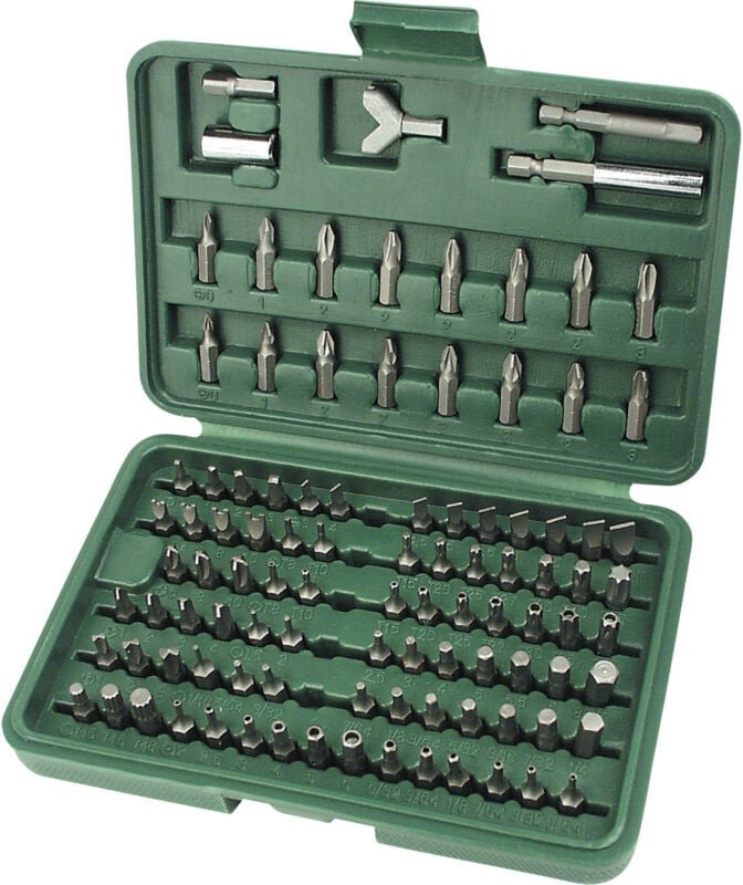 Brüder Mannesmann M29800 Bit-Set 100teilig Schlitz, Kreuzschlitz Phillips, Kreuzschlitz Pozidriv, i