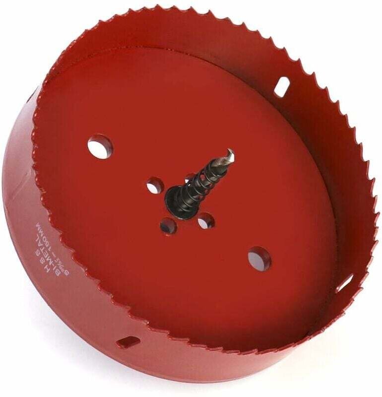 Bi-Metall Lochsäge Ø 150 mm, HSS M42 Schnellarbeitsstahl, mit Sechskantschaft und Bohrer für Aluminium, Eisen und Holz L...