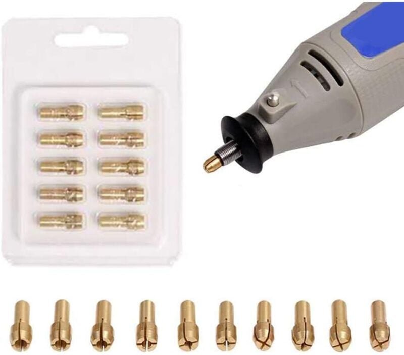 10 Stück Präzisions-Messingfutter 0,5–3,2 mm für Dremel-Bohrer, elektrische Bohrfutter-Rotationswerkzeuge
