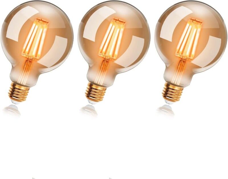 Aougo - 6 w Edison Vintage G80 LED-Lampen, Warmweiß 2200 k E27, entspricht 48 w Glühlampe, Retro-Glühlampe, Retro-Antik-...