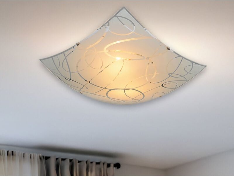 Trio - lighting deckenleuchte spirelli quadrat glasdekor kreise 40x40cm 604400201