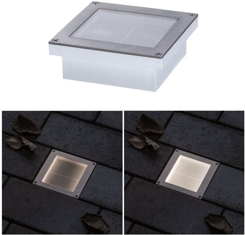 Paulmann LED Außen-Bodeneinbauleuchte Brick alu-grau 10 x 10 cm warmweiß Einbauleuchte