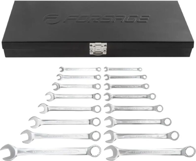 FORSAGE 16-teiliger Kombinationsschlüsselsatz aus CR-V-Stahl im Koffer