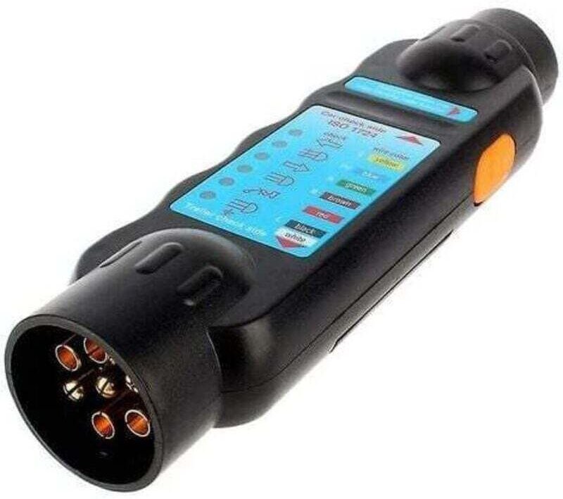 Thumbnail - 7-poliges Anhänger-Prüfgerät, 7-poliger 12-V-Anhänger-Stromanschlussprüfer, Diagnosetester, schwarz