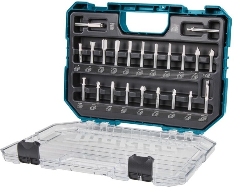 Set mit 22 Holzfräsern auf Ø8 mm Schaft für Oberfräse Makita D-74784