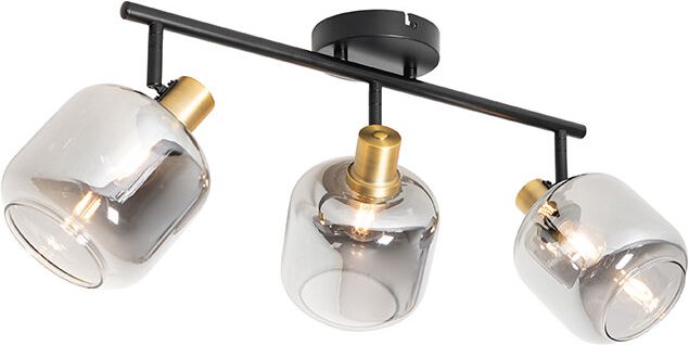 Deckenspot schwarz mit Rauchglas länglich 3-flammig - Zuzanna