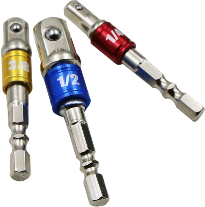 3-teiliger Steckschlüsselhalter-Adapter für Bohrschrauber-Steckschlüssel, buntes Verlängerungsset, Sechskantschaft,